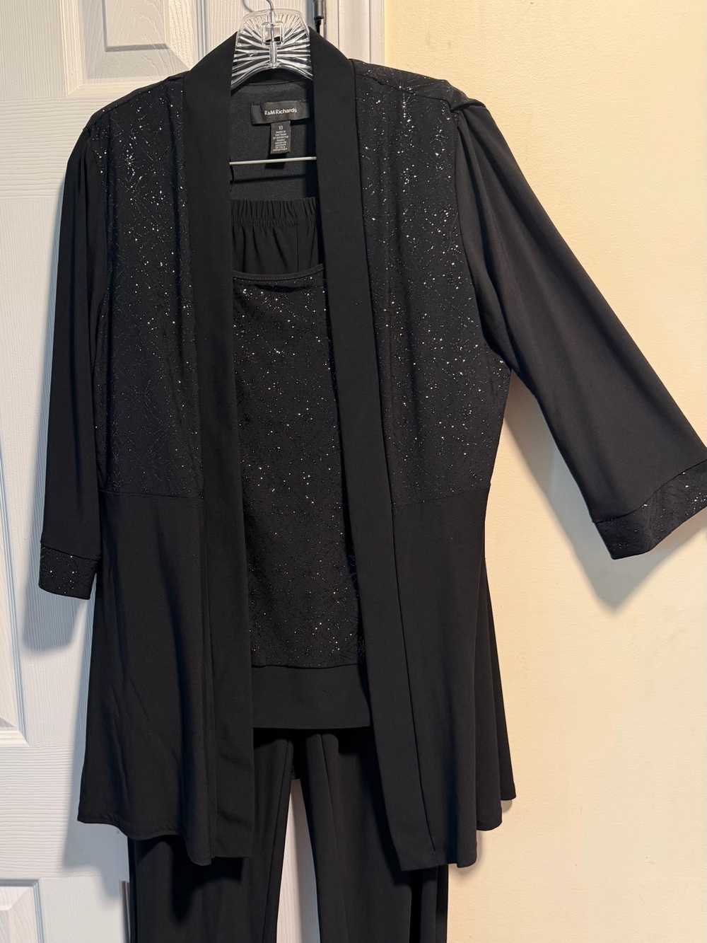 R & M Richards Black Sparkle Three-Piece Ensemble